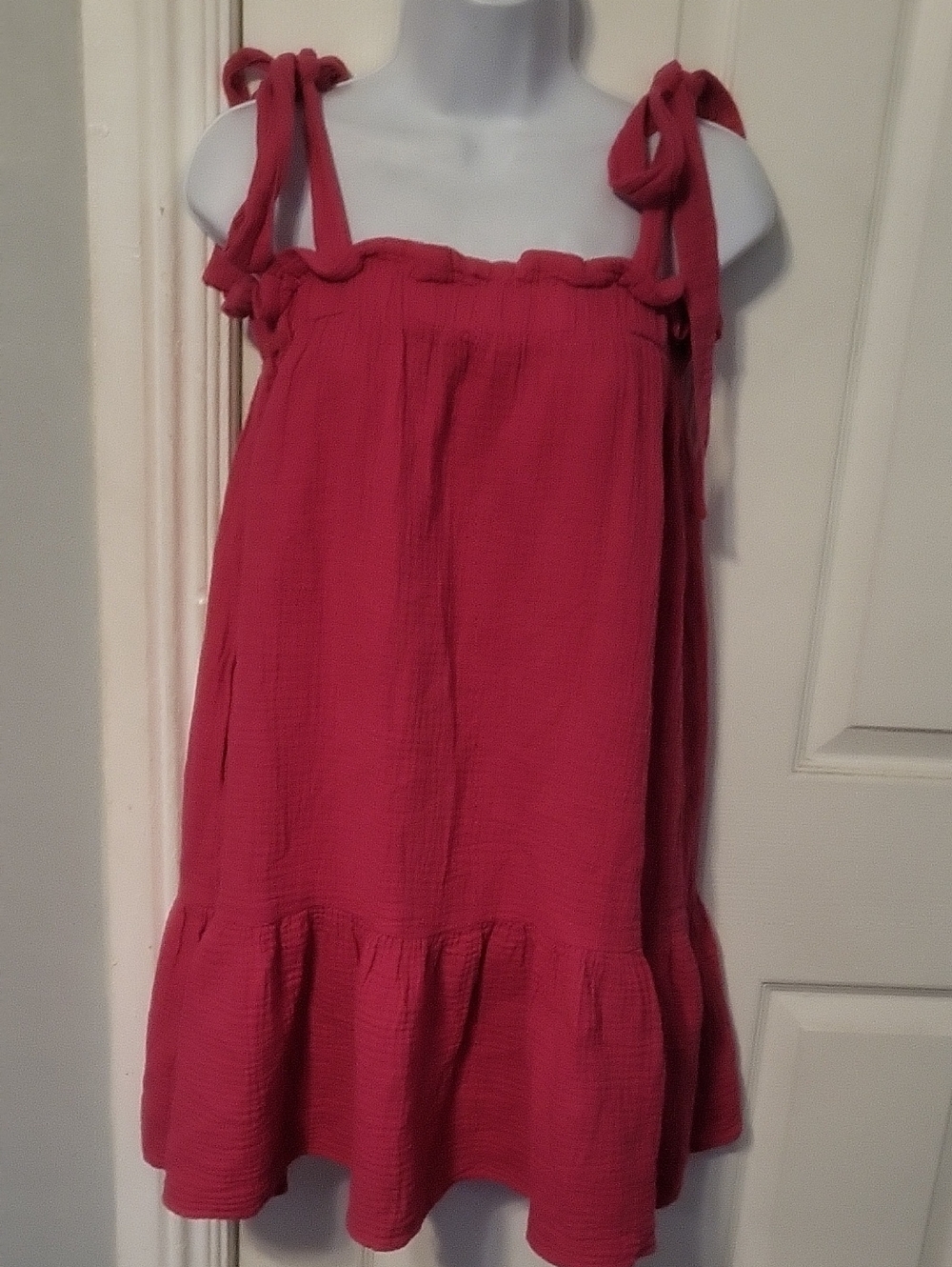 The Impeccable Pig Pink Tie-Shoulder Mini Dress